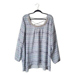 Maurices Plus Size Colorful Pattern Bejeweled Blouse